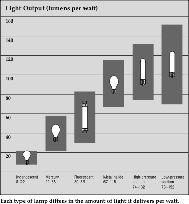 light output by bulb type